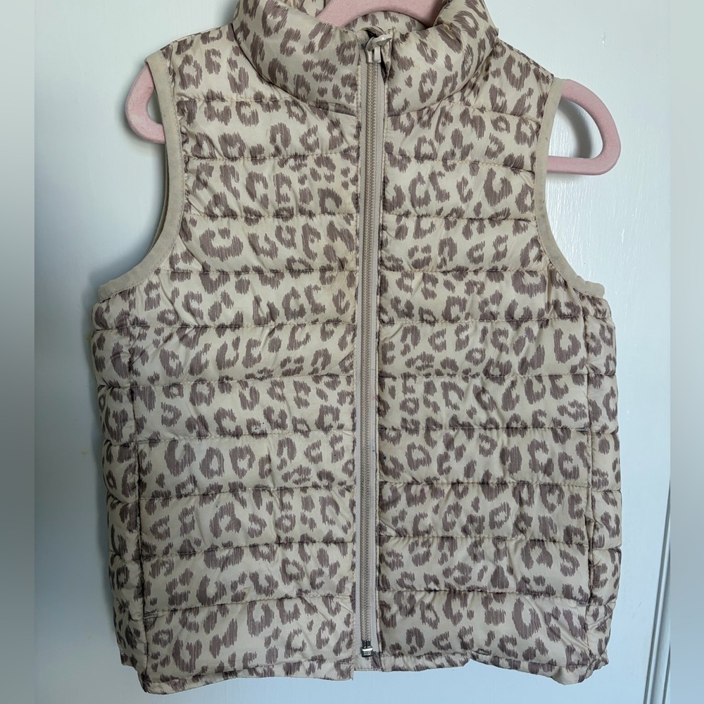 Girls spring leopard print puffer vest - Size 4 - GAP